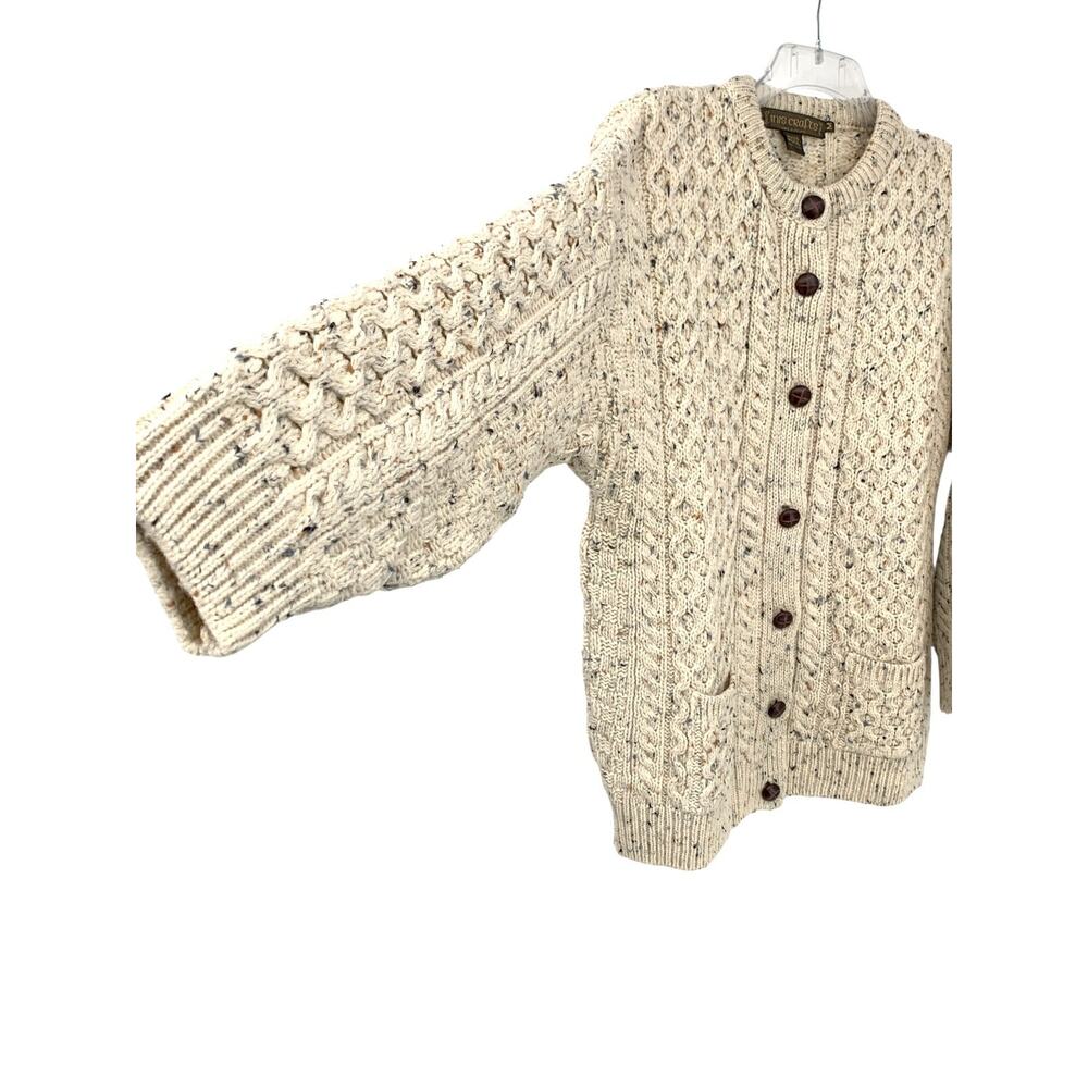Vintage Inis Crafts Fisherman Cardigan Sweater 100% Wool Womens M - Picture 6 of 9
